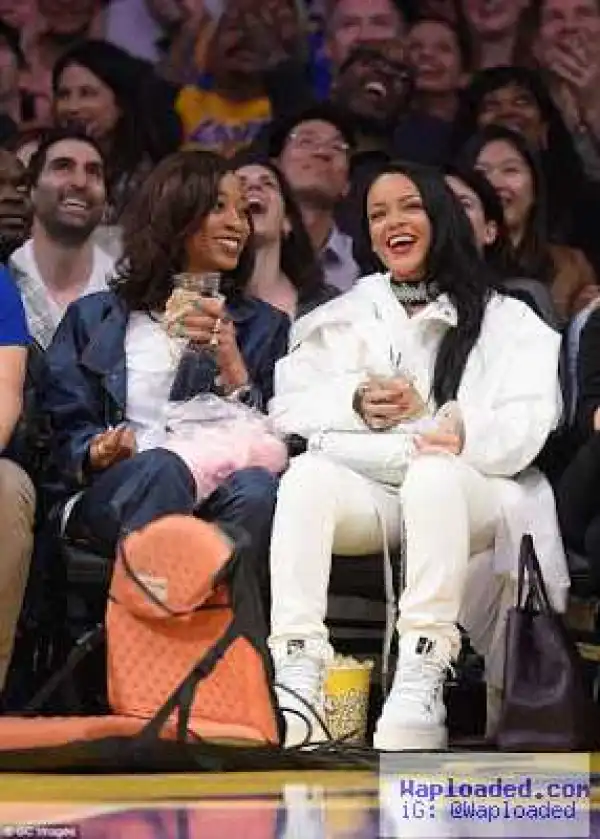 Photos: Rihanna Looks Stunning In All-White Ensemble As She Steps To The Lakers Game